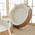 Handwoven Cat Ear Pet Bed – Natural Woven Cat Nest for Cats & Small Pets